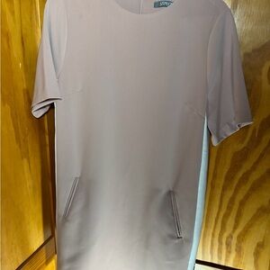 Pale Mauve Short Sleeve Mini Dress With White Side Stripes